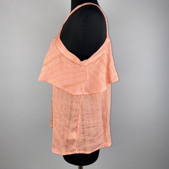 Maurices M Metallic Striped Ruffle Tiered Accent Tank Top Boho Summer Festival - Picture 6 of 13